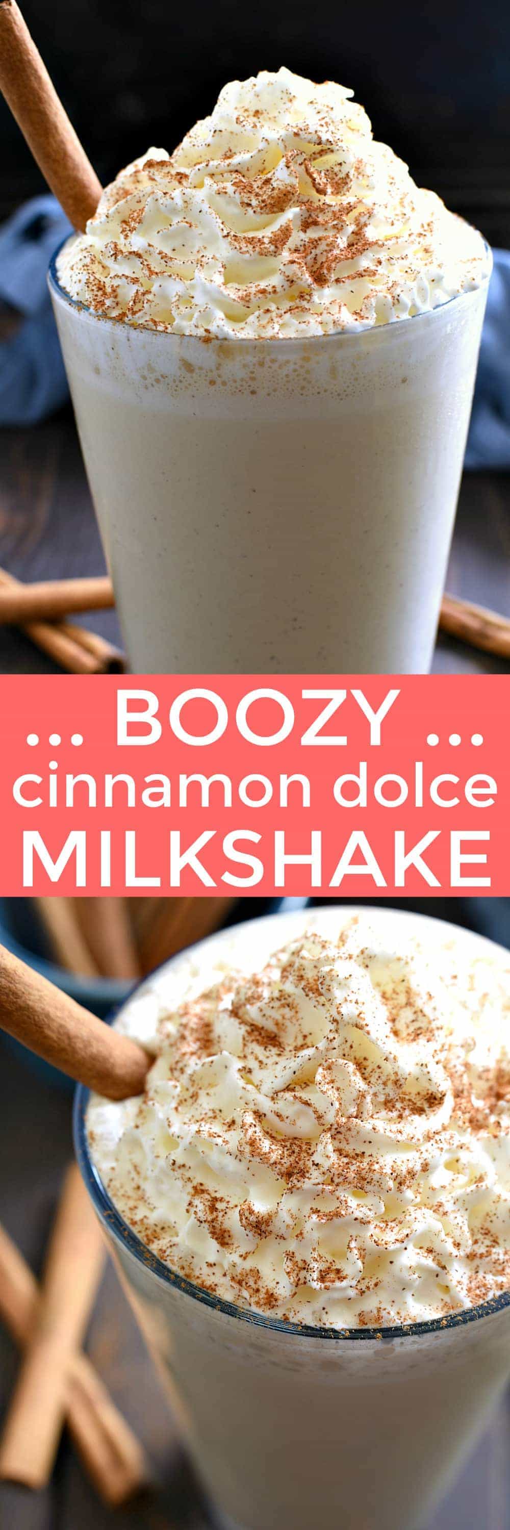 This Boozy Cinnamon Dolce Milkshake has all the flavors of your favorite latte in a deliciously sweet, refreshing milkshake! The perfect warm weather treat.....just in time for summer break!