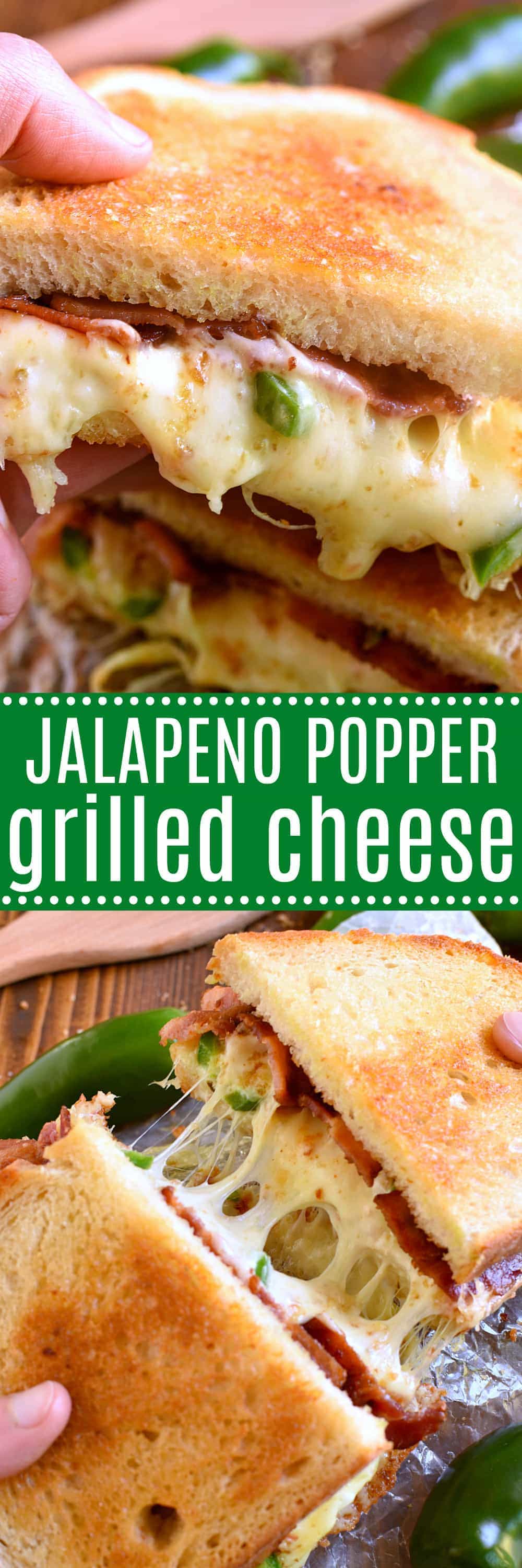 This Jalapeño Popper Grilled Cheese is EVERYTHING!! Gooey, spicy, cheesy, and SO delicious. If you love jalapeño poppers you'll go crazy for this awesome sandwich!