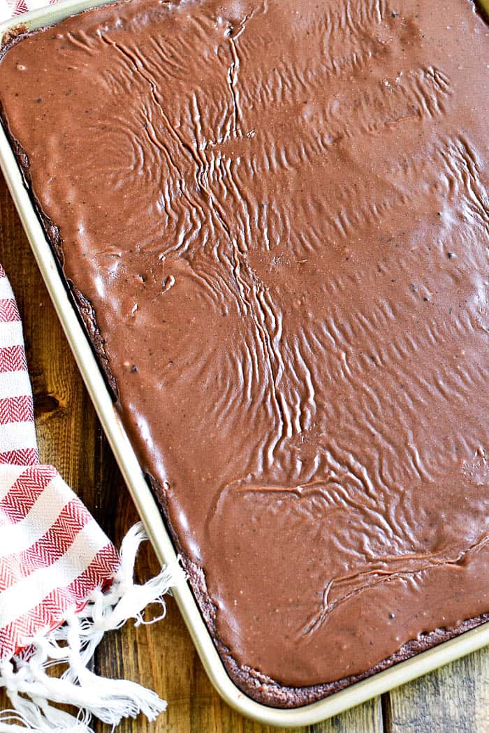 Sheet pan frosted brownies