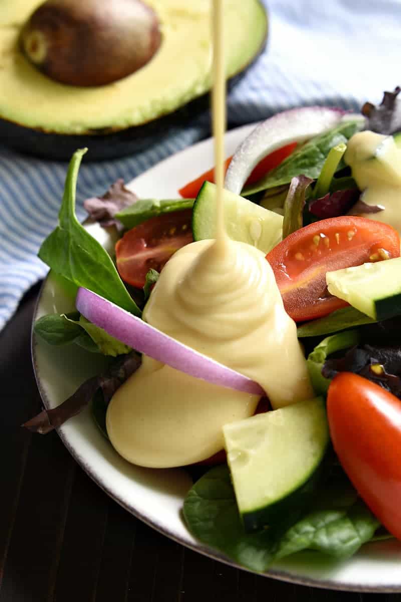 The BEST Honey Mustard Salad Dressing - made with just 4 ingredients and ready in no time at all! The perfect topping for any salad....and it also makes a delicious dip!