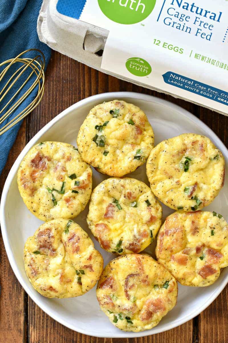 Egg Muffins on plate with Simple Truth egg carton