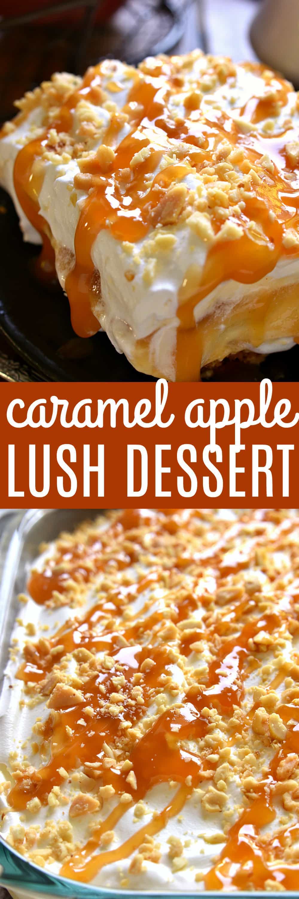 This Caramel Apple Lush Dessert is EVERYTHING! Layer upon layer of rich, creamy caramel apple goodness...this dessert is guaranteed to be a hit everywhere it goes!