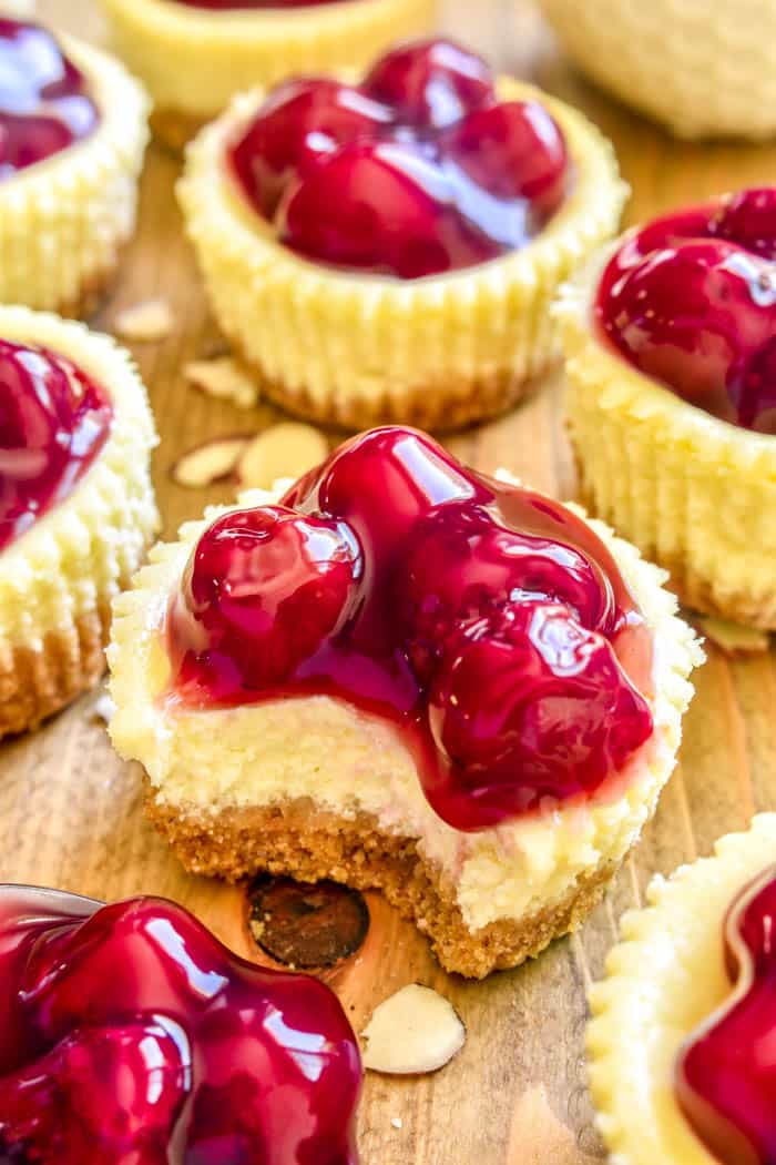 If you love cheesecake, you'll adore these Mini Amaretto Cherry Cheesecakes! The perfect easy dessert for holidays, parties, baby showers, or any special occasion. 