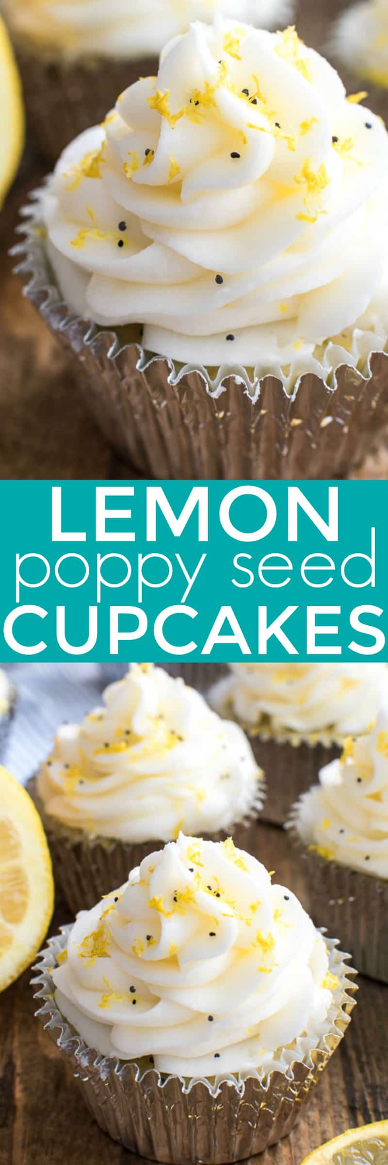 If you love all things LEMON, you'll go crazy for these Lemon Poppy Seed Cupcakes! Sweet, dense lemon poppy seed cupcakes topped with homemade lemon buttercream frosting...these cupcakes are completely bursting with citrus flavor. And since winter is citrus season, it's the perfect time to make them! They're the ideal treat for birthday parties, baby showers, or any special occasion, and once you taste their sweet lemony goodness, I guarantee you'll be making them all year round!