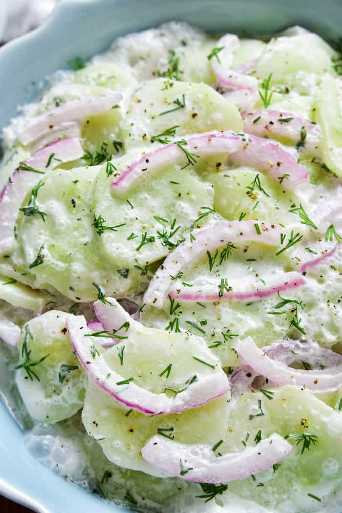 Close-up of Creamy Cucumber Salad