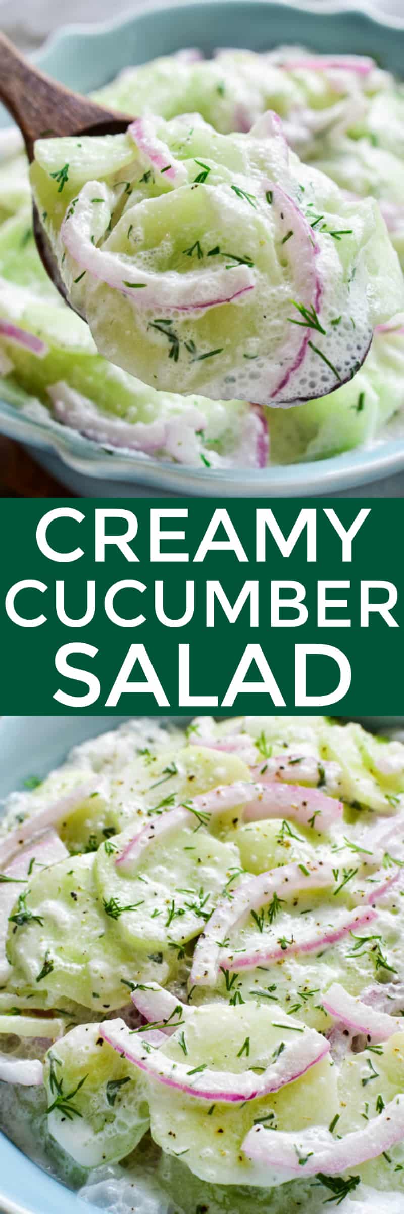 Collage image of Creamy Cucumber Salad 
