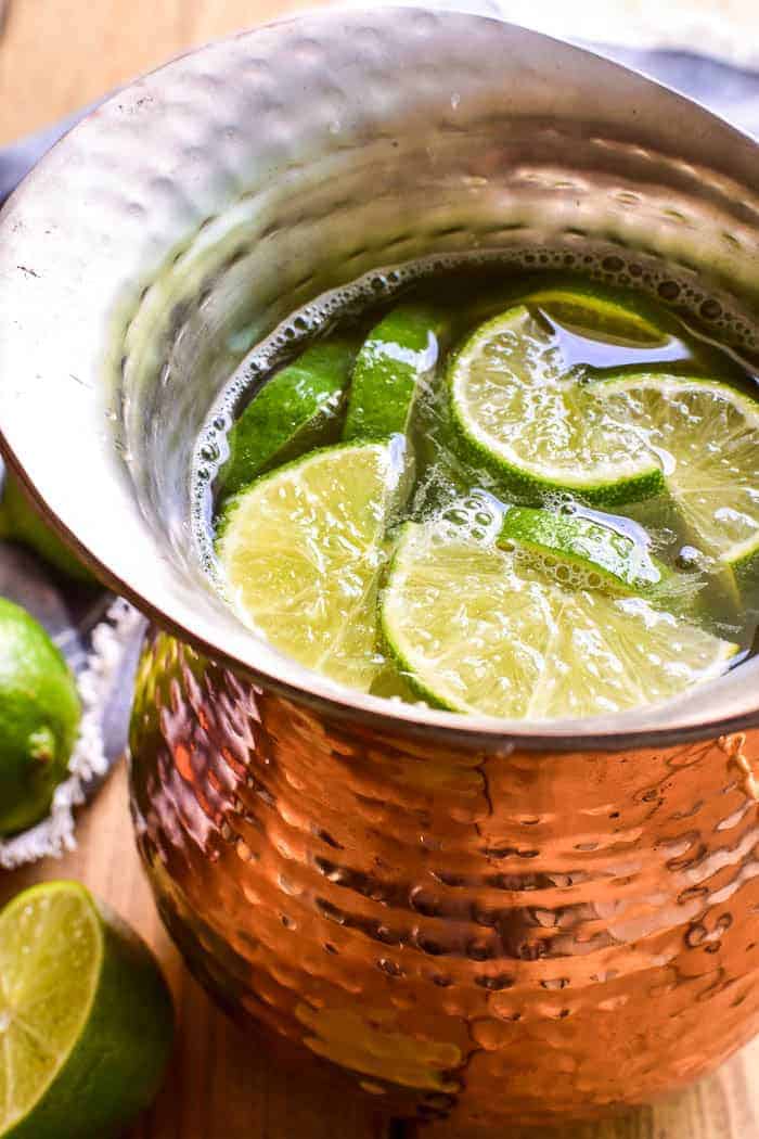 Two classic cocktails unite in this delicious Moscow Mule Sangria! This drink combines all the flavors of Moscow Mules with a delicious sparkling Prosecco for a bubbly sangria that's sure to become a new favorite.