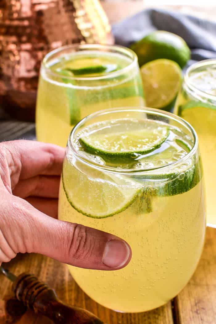 Two classic cocktails unite in this delicious Moscow Mule Sangria! This drink combines all the flavors of Moscow Mules with a delicious sparkling Prosecco for a bubbly sangria that's sure to become a new favorite.