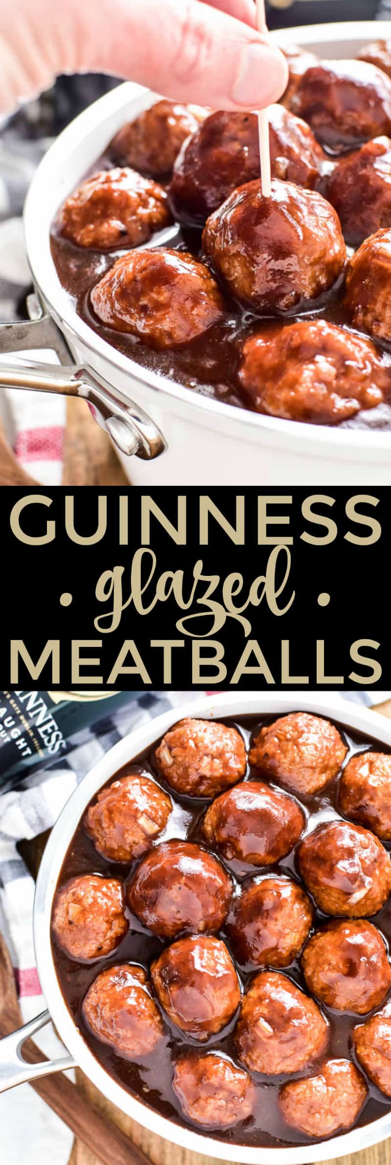 Collage image of Guinness Glazed Meatballs