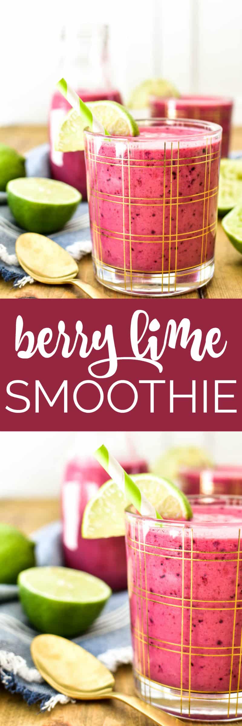Collage image of Berry Lime Smoothie in a glass