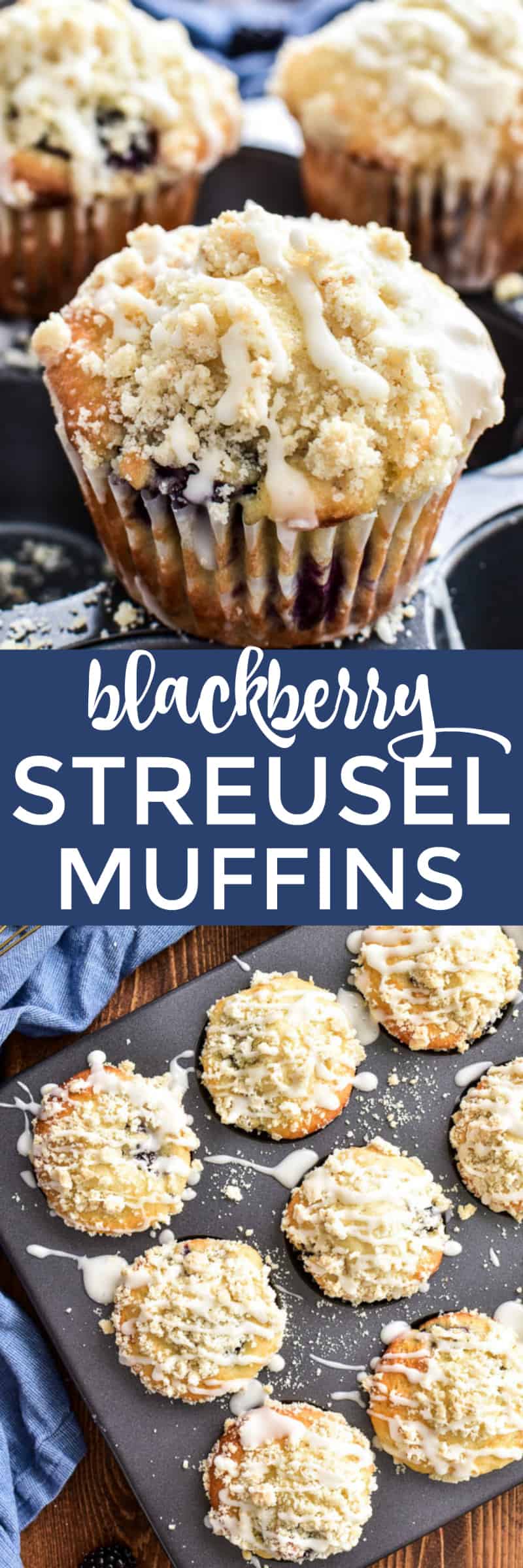 Collage image of Blackberry Streusel Muffins
