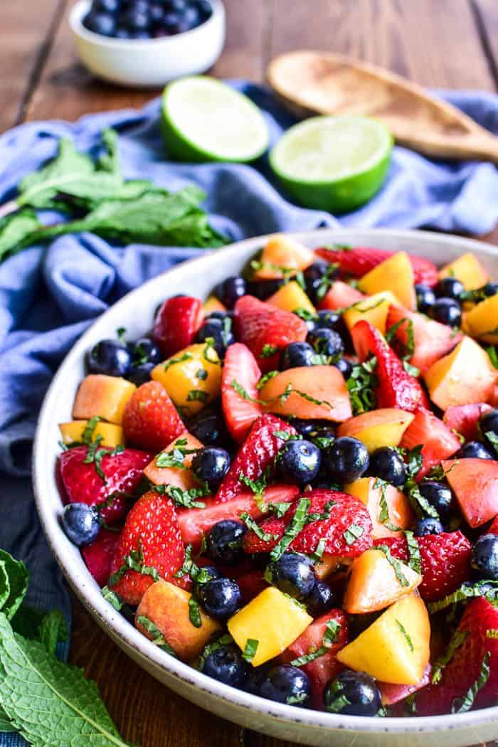 Mojito Fruit Salad in a bowl