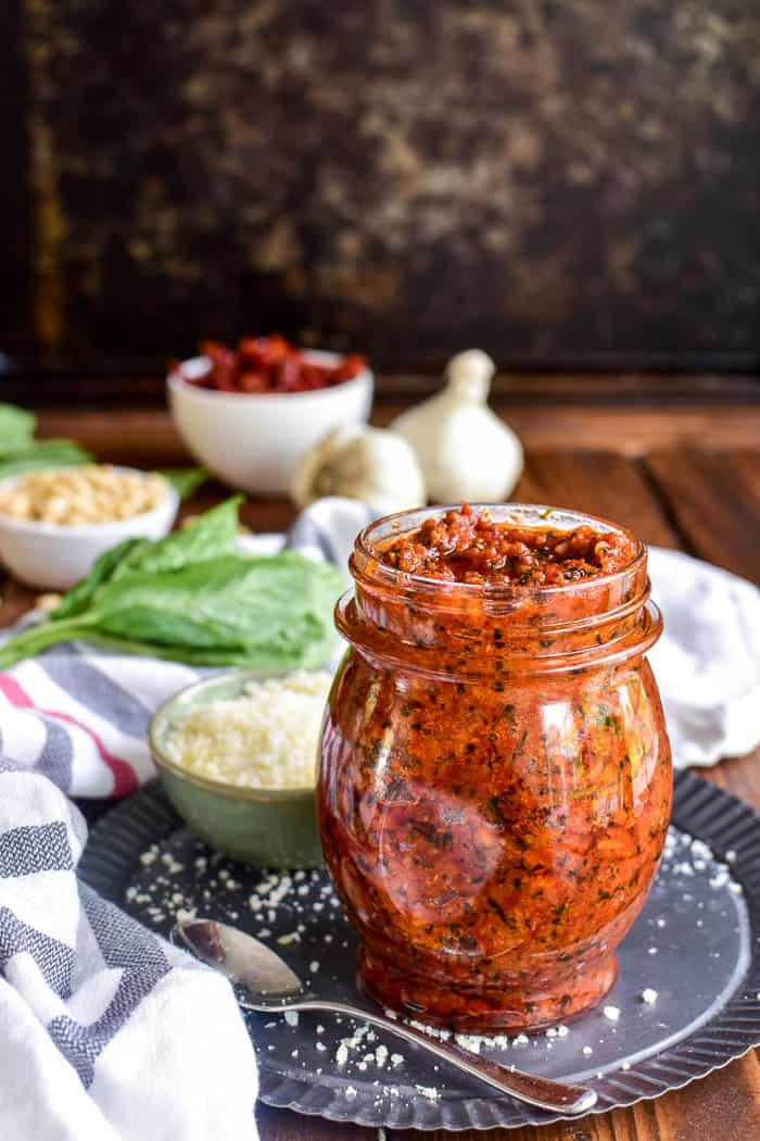 Sun-Dried Tomato Pesto in a jar