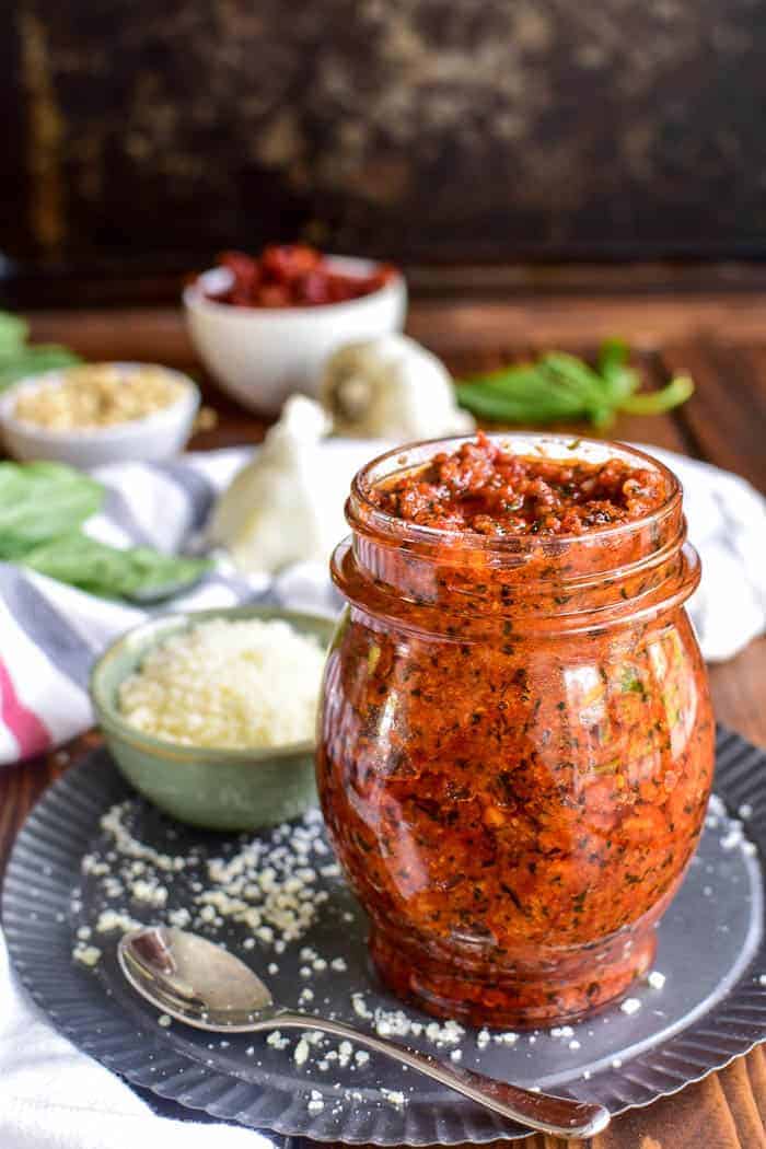 Sun-Dried Tomato Pesto in a jar