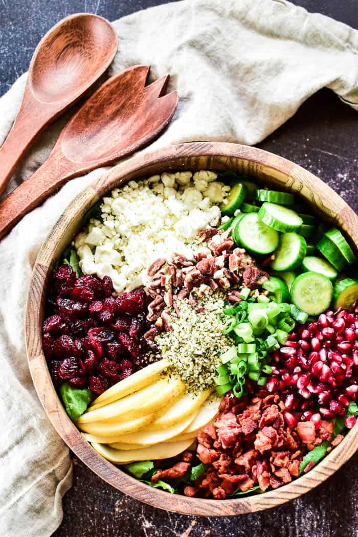 Overhead shot of Winter Salad in serving bowl