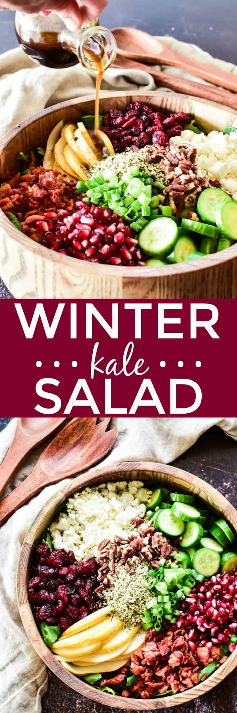 Collage image of Winter Kale Salad