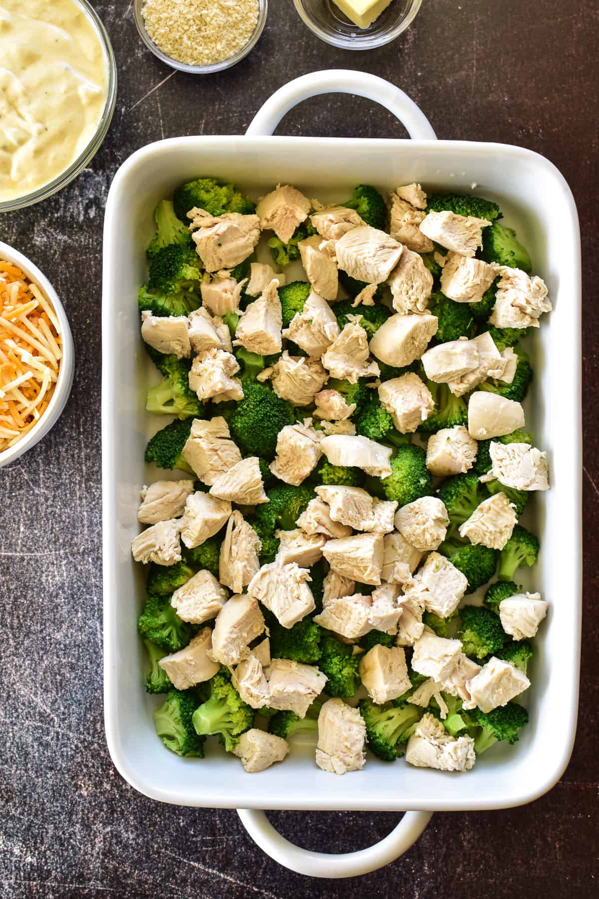 Chicken & broccoli layers in baking pan