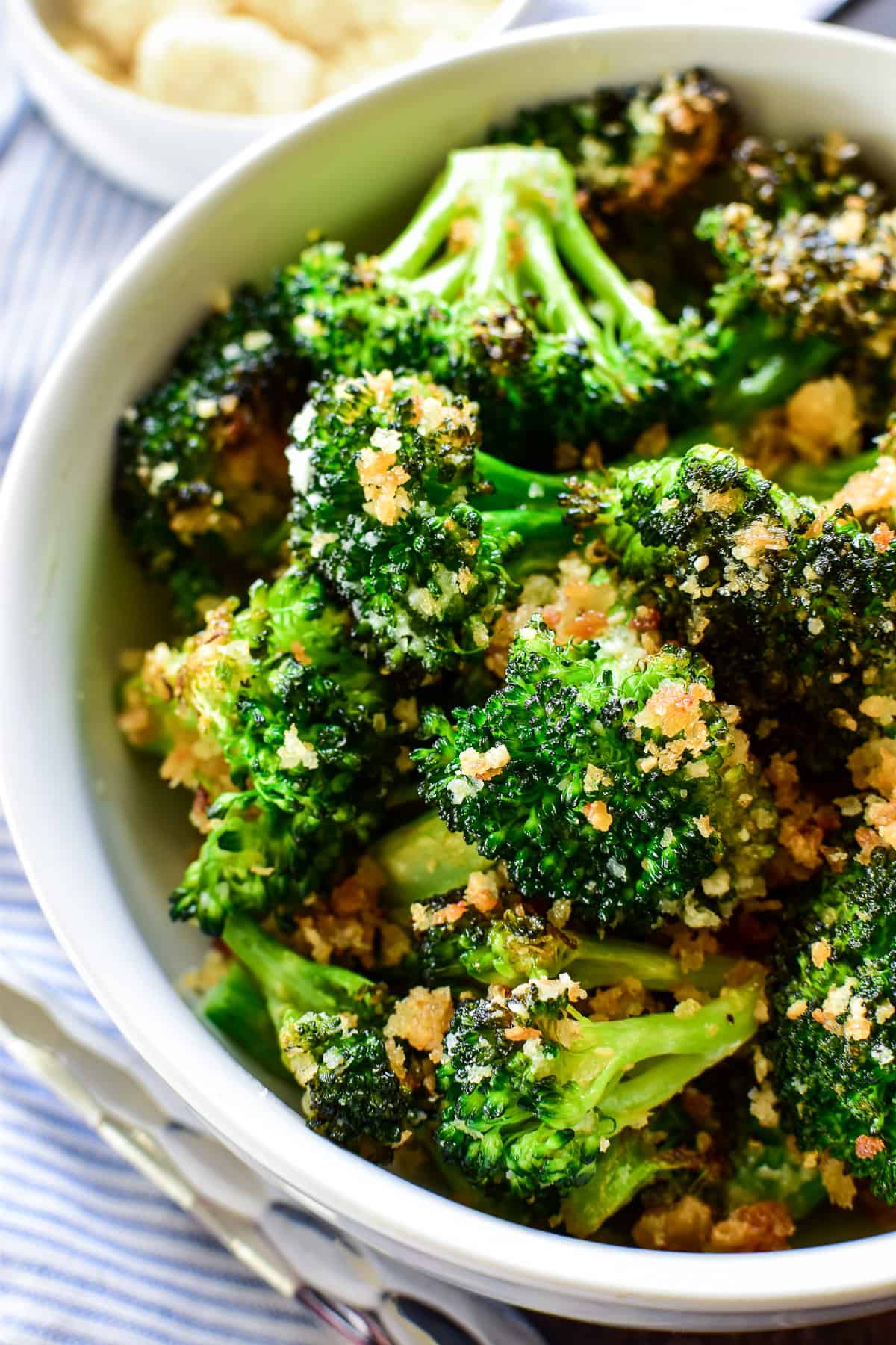 Parmesan Roasted Broccoli in a serving bowl